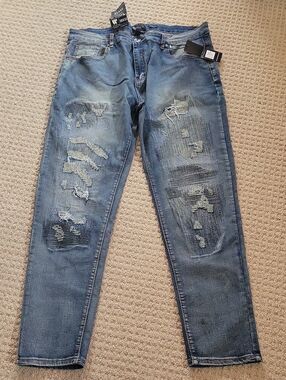 Skinny fit Stretch Distressed Men's Jeans - Light Blue